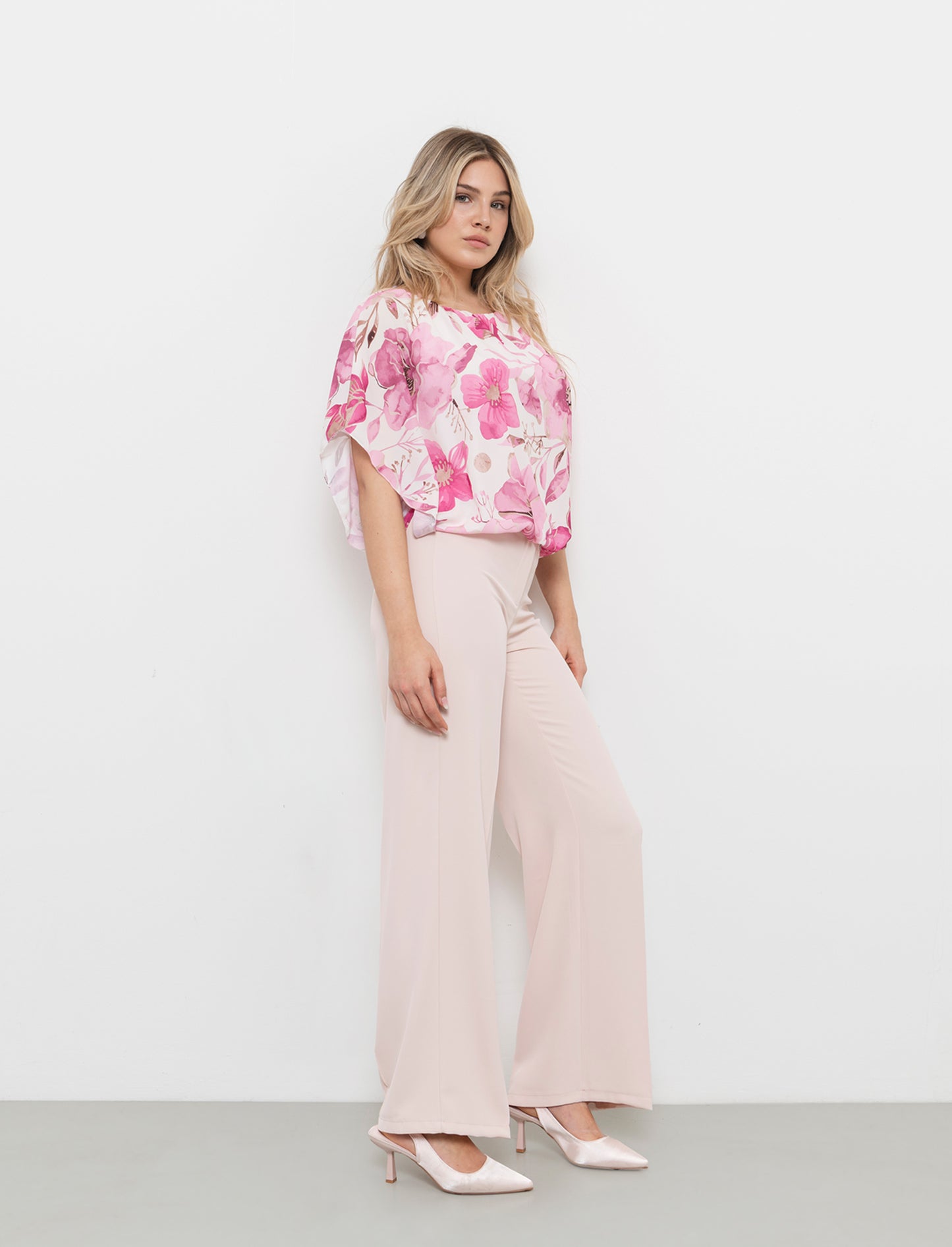 Pantalone palazzo con cintura - Rosa