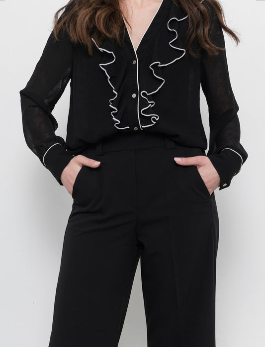 Pantalone a palazzo confort fit da donna - Nero