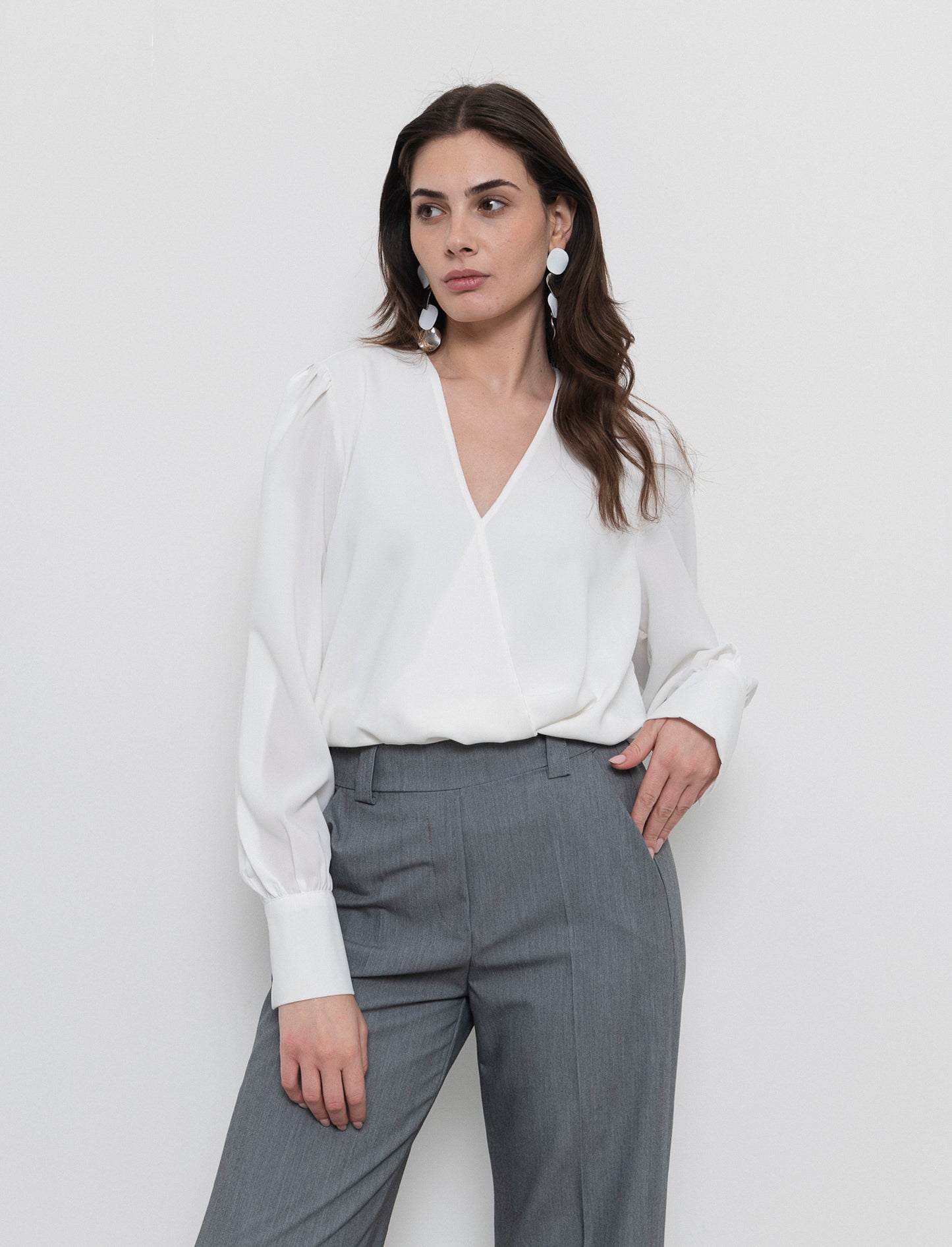Crossover soft jacket long sleeve - White