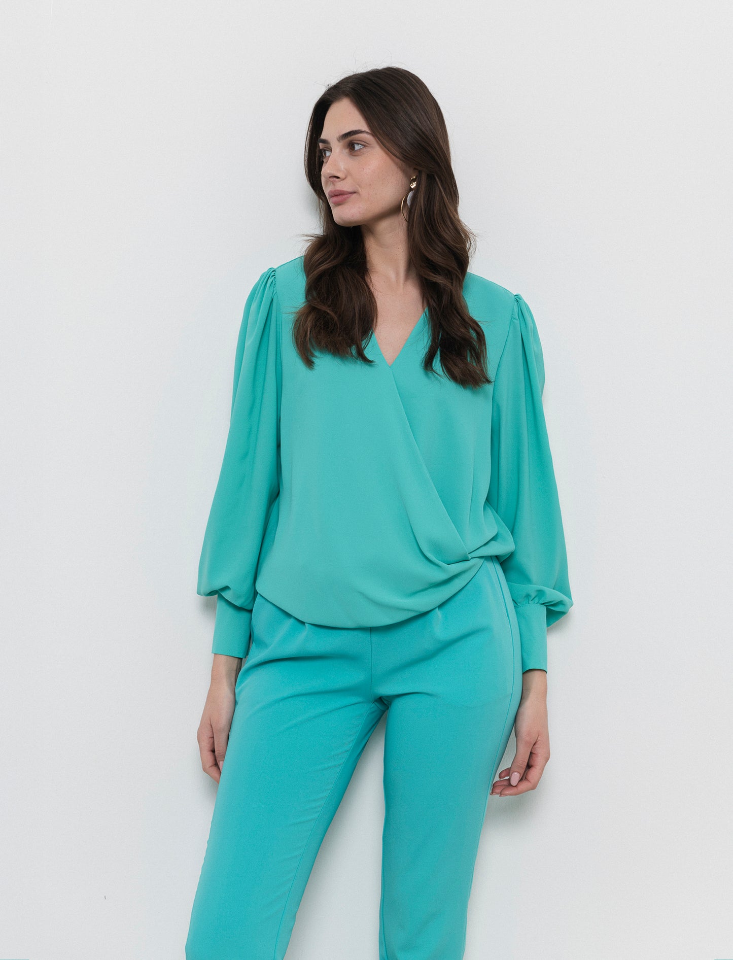 Casacca morbida ad incrocio da donna - Verde