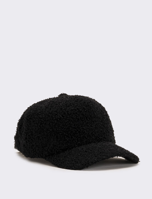 Cappello baseball bambina in pelliccia agnello - Nero