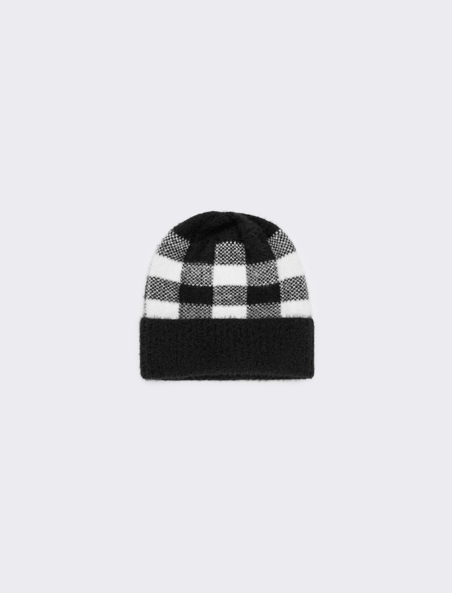 Cappello quadri con risvolto bambino - Nero