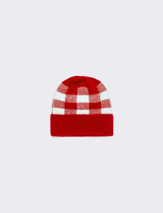 Cappello quadri con risvolto bambino - Arancio