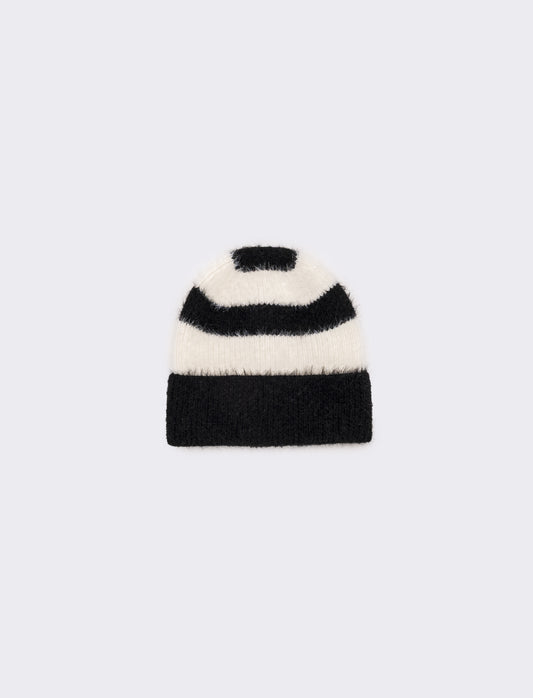 Cappello riga larga con pon pon bambino - Nero
