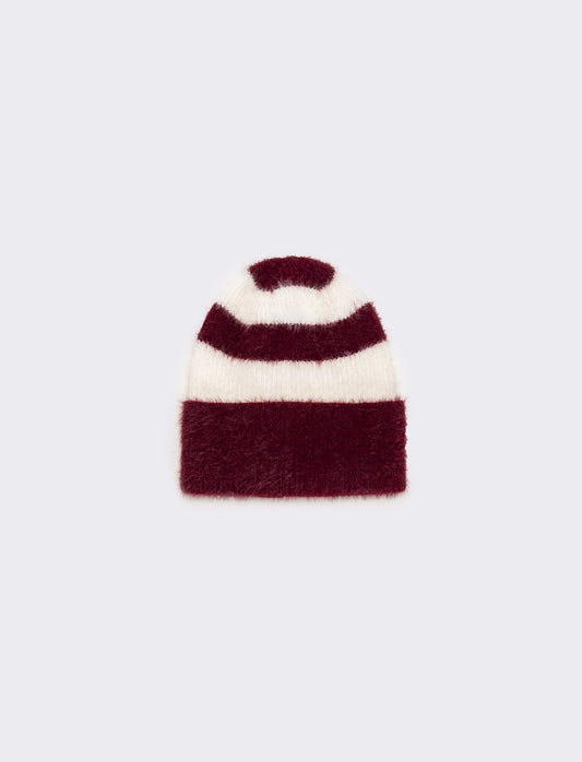 Cappello riga larga con pon pon bambino - Bordeaux