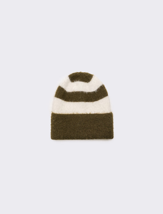 Cappello riga larga con pon pon bambino - Verde