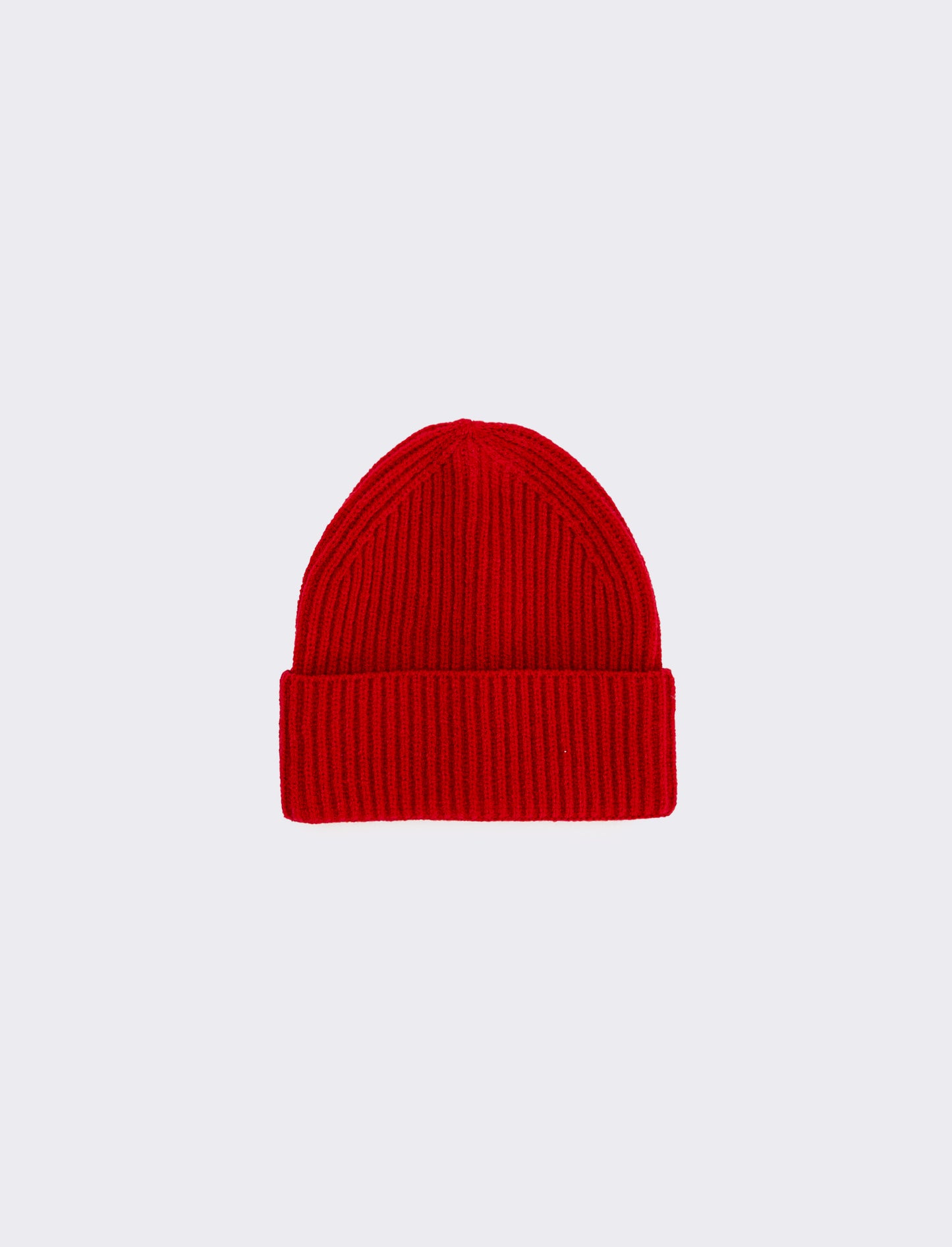 Cappello cuffia costine con risvolto - Rosso