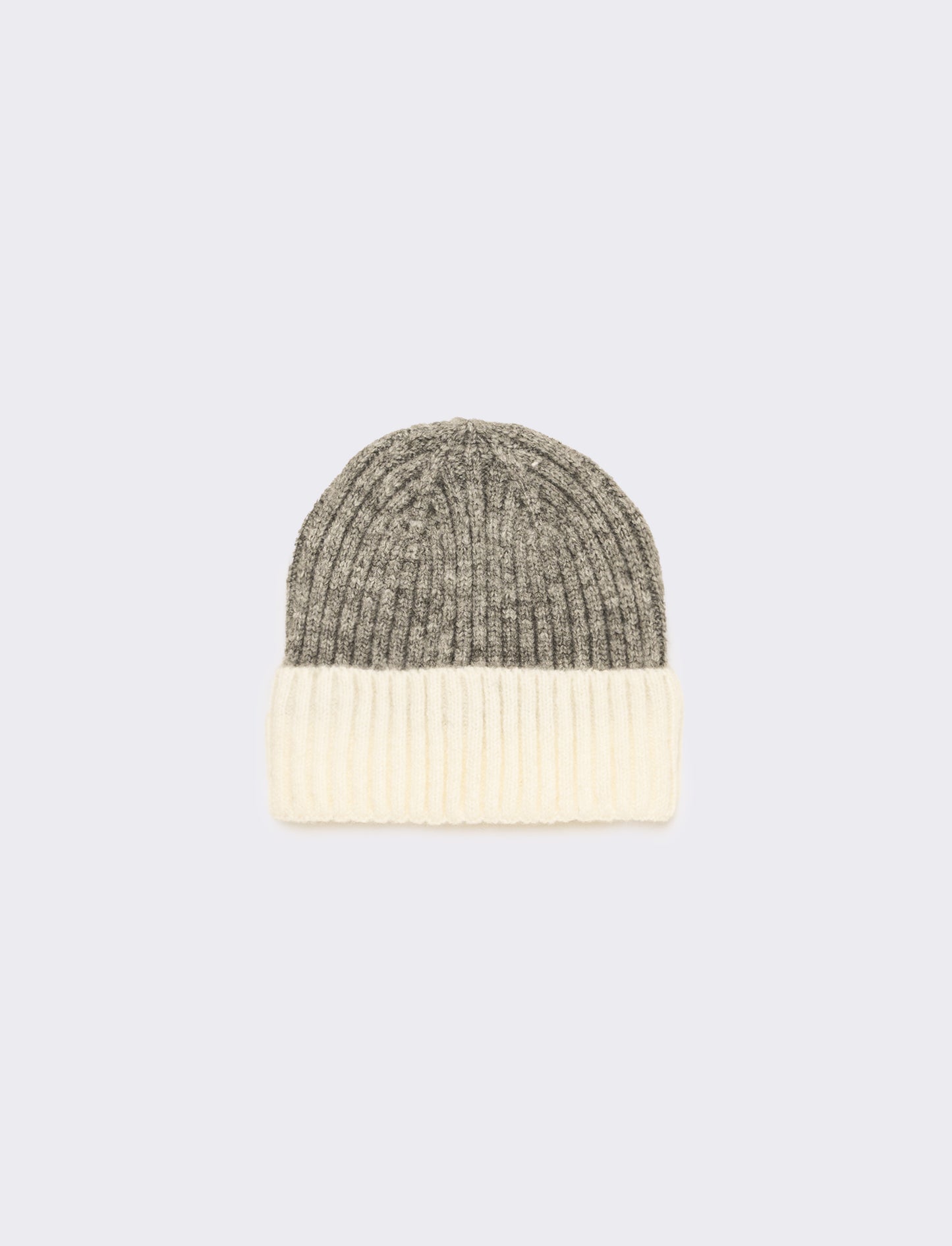 Cappello cuffia con risvolto a coste - Bianco sporco