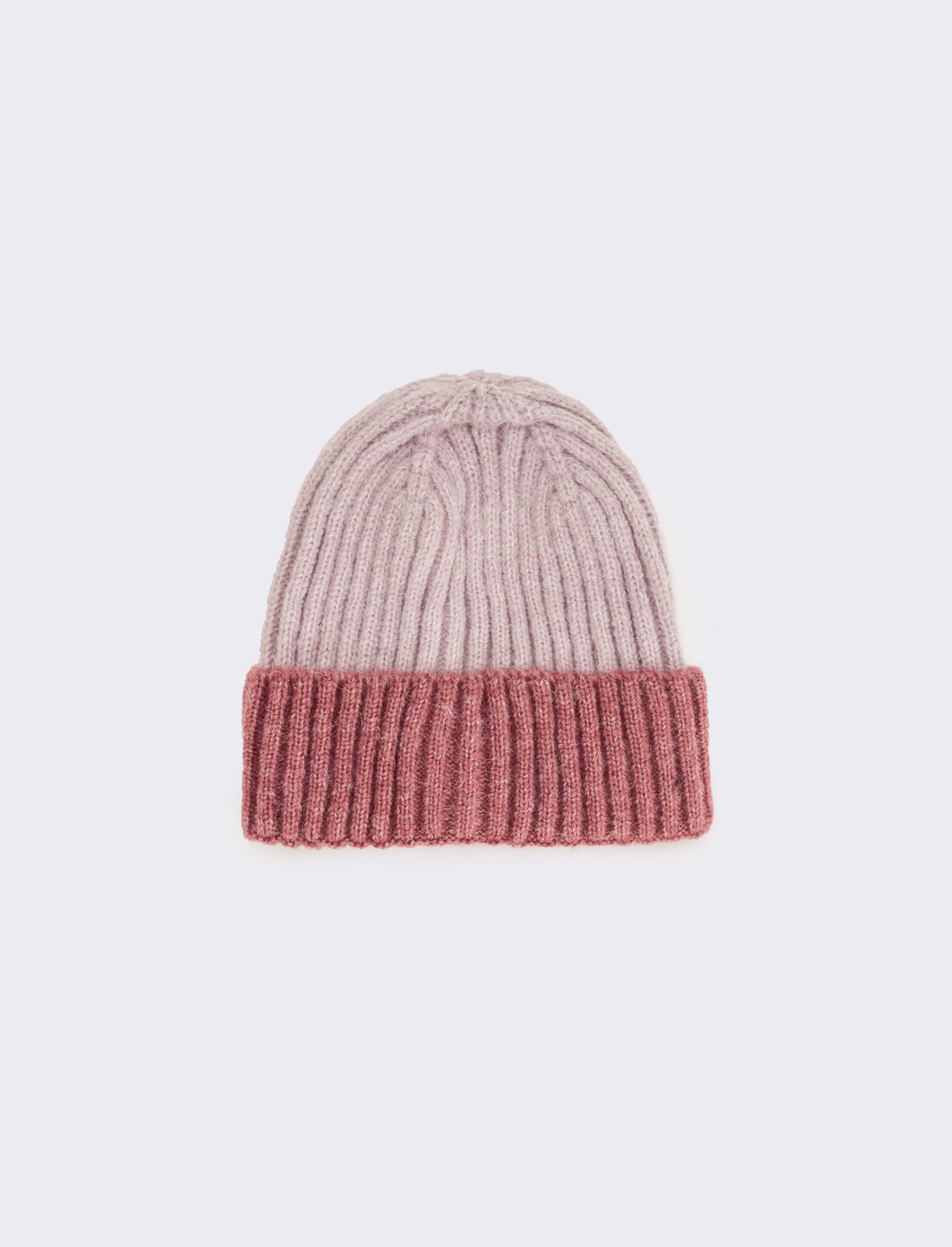 Cappello cuffia con risvolto a coste - Lilla