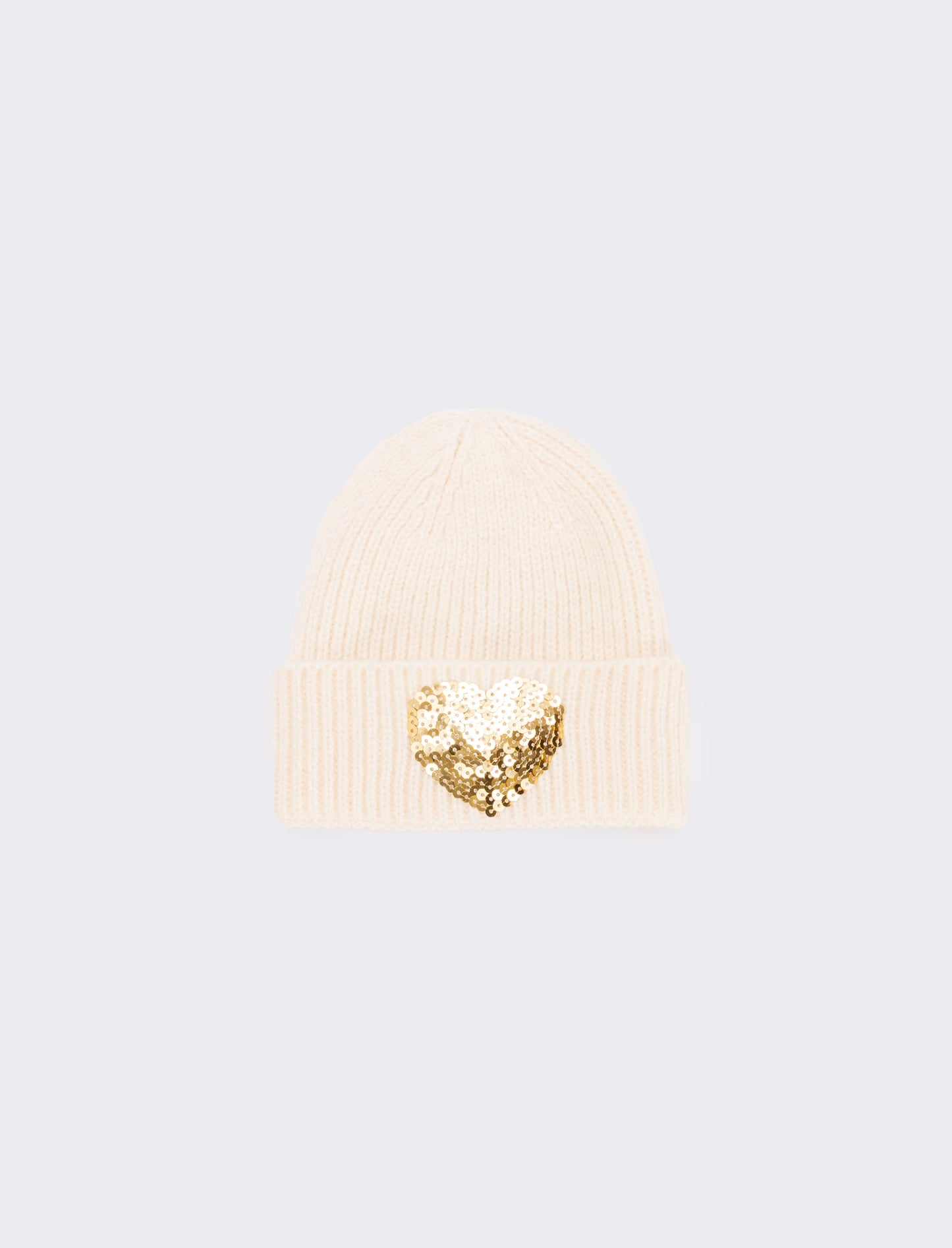 Cappello con cuore paillettes - Bianco sporco