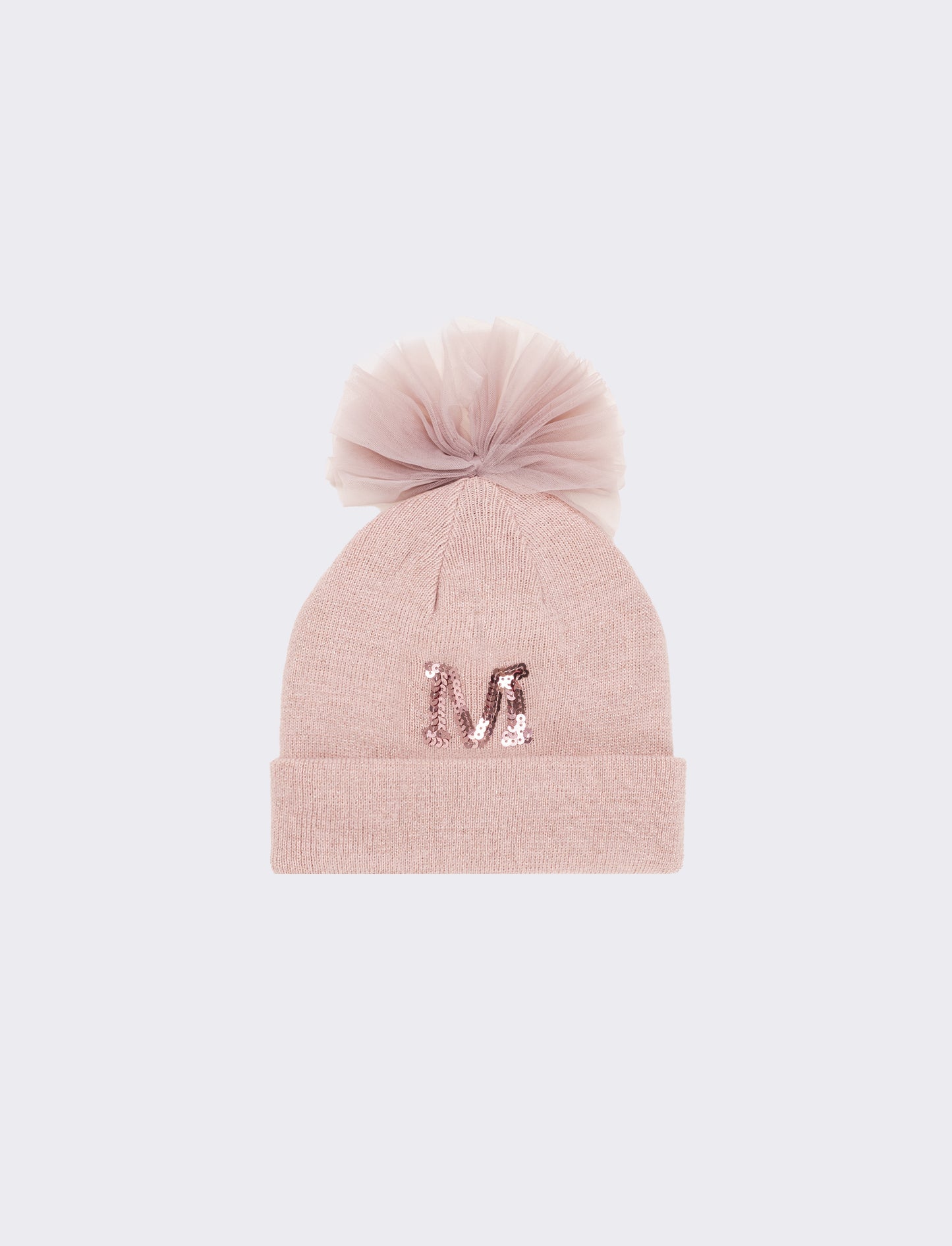 Cappello con fiocco in tulle e lettera paillettes - Var 4