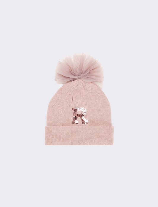 Cappello con fiocco in tulle e lettera paillettes - Var 5