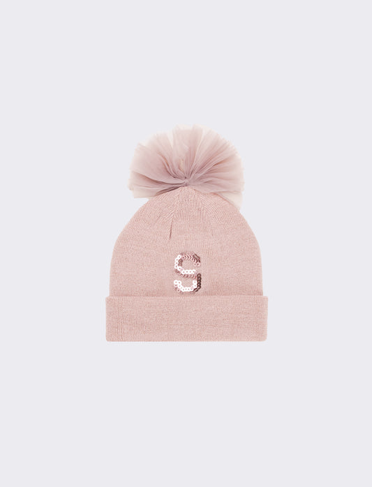 Cappello con fiocco in tulle e lettera paillettes - Var 6