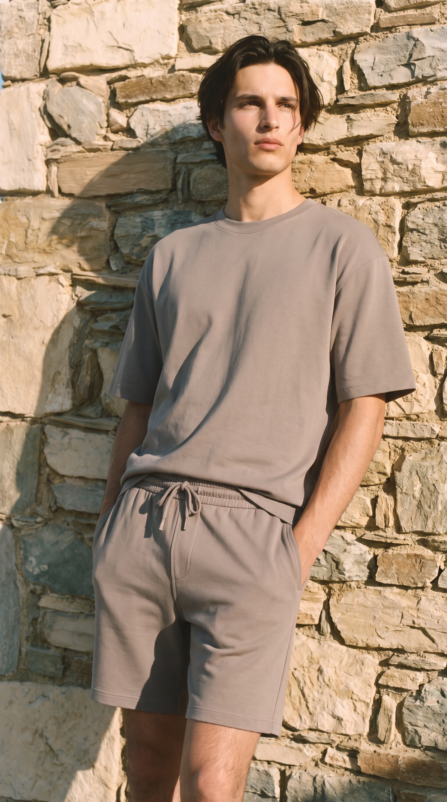 T-shirt uomo jersey relaxed fit maniche corte - Grigio fango