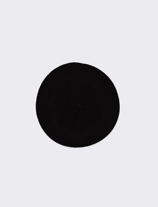 Cappello basco con fiocco bambina - Nero