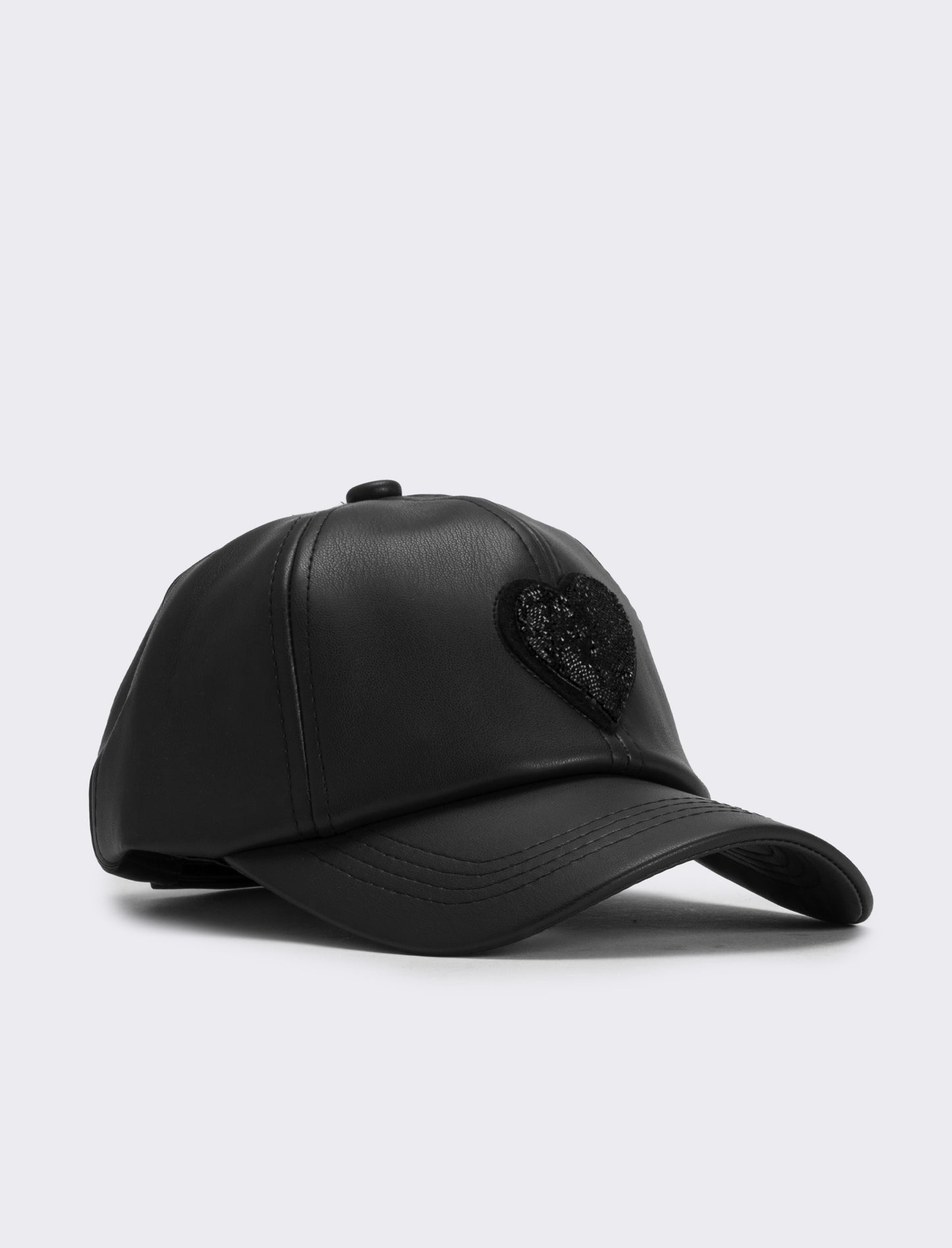 Cappello baseball in pvc con cuori - Nero