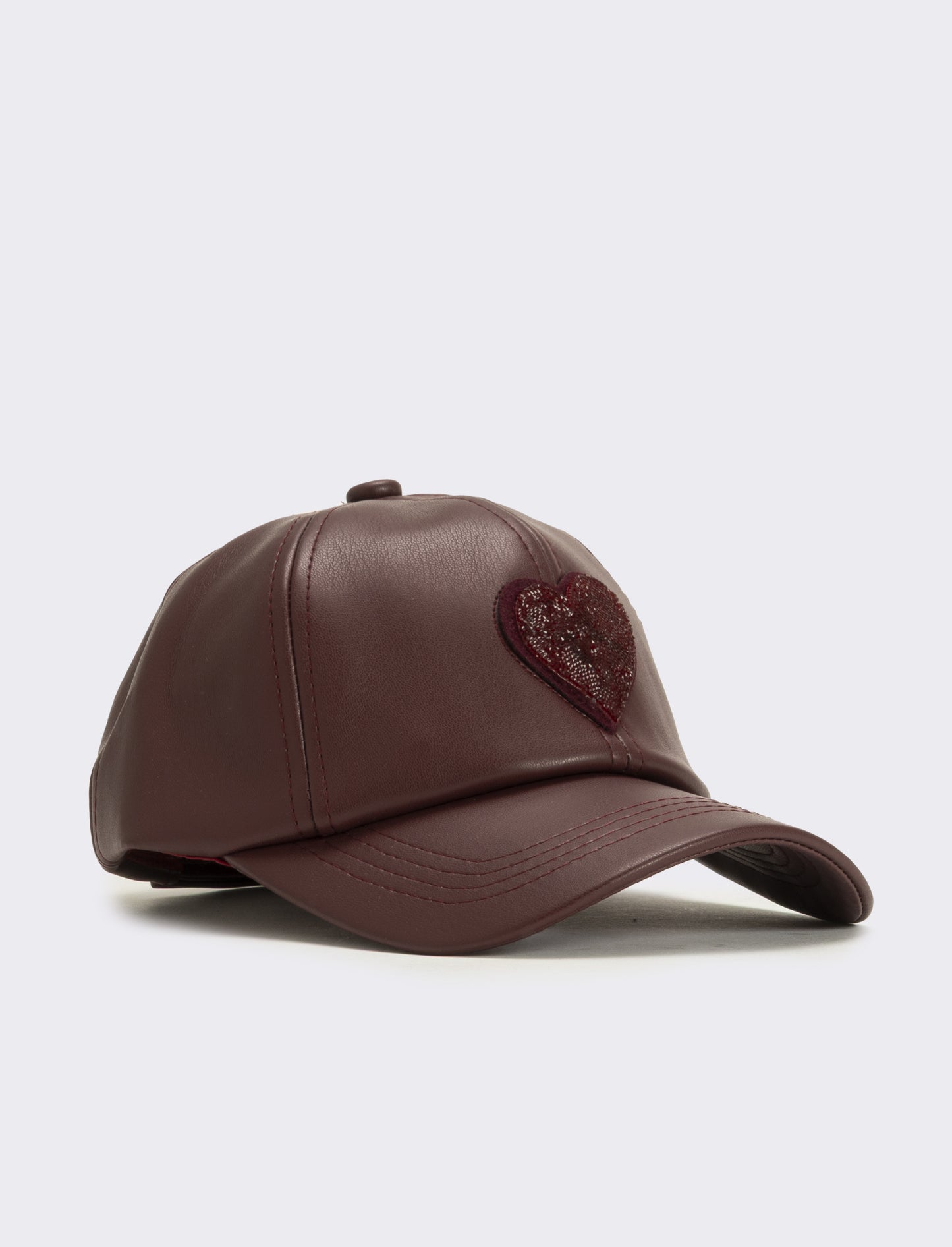 Cappello baseball in pvc con cuori - Bordeaux