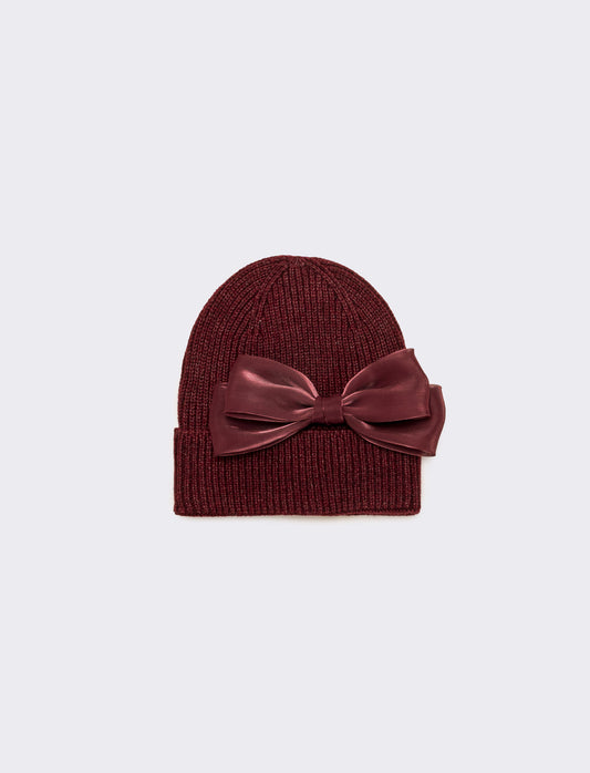 Cappello cuffia fiocco grande - Bordeaux