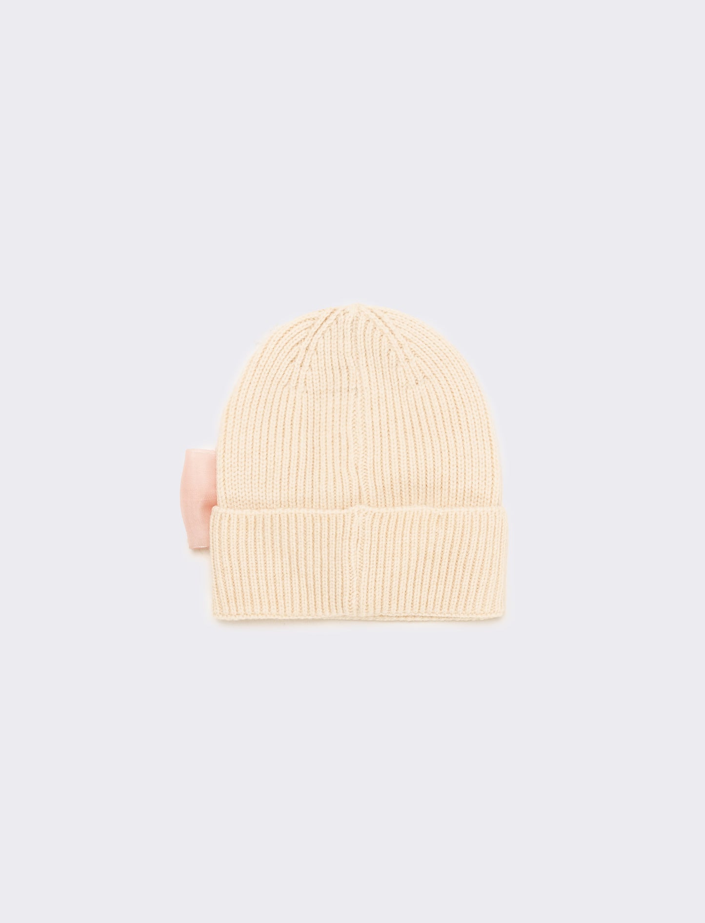 Cappello cuffia fiocco grande - Bianco panna