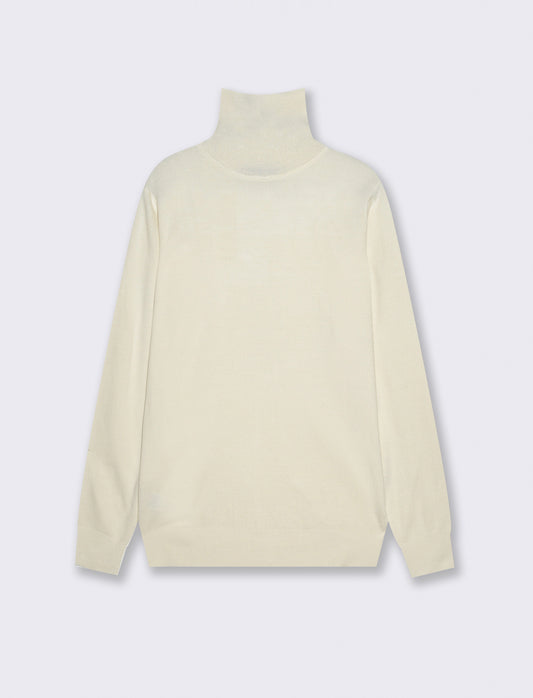 MAGLIA COLLO ALTO BASIC - Beige ecru