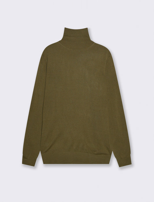 MAGLIA COLLO ALTO BASIC - Verde oliva
