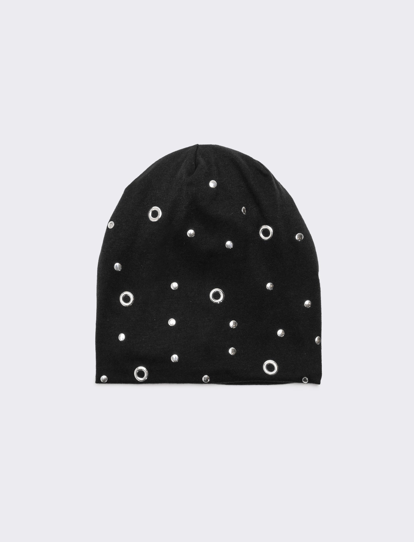 Cappello cuffia donna con rivetti - Nero