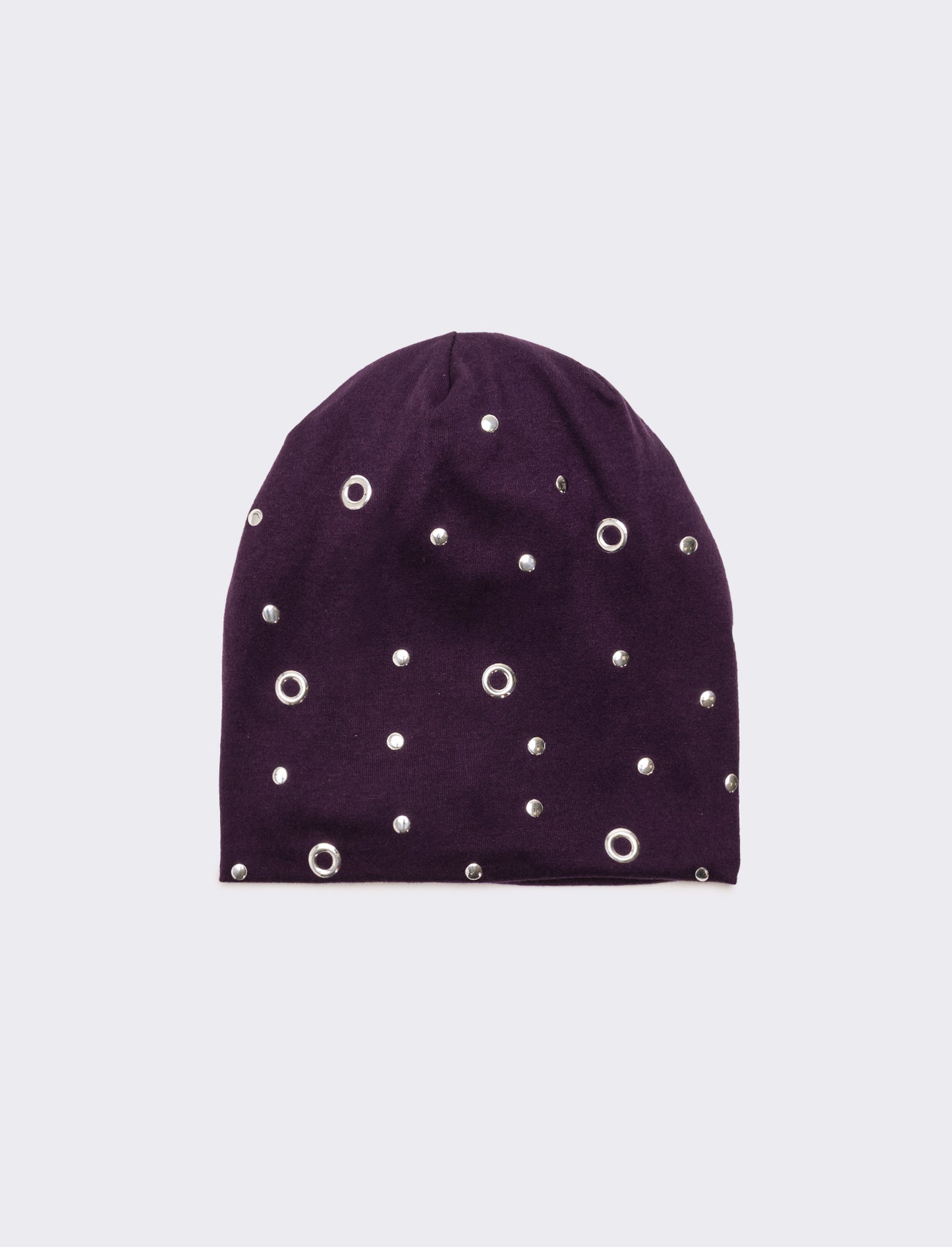 Cappello cuffia donna con rivetti - Viola