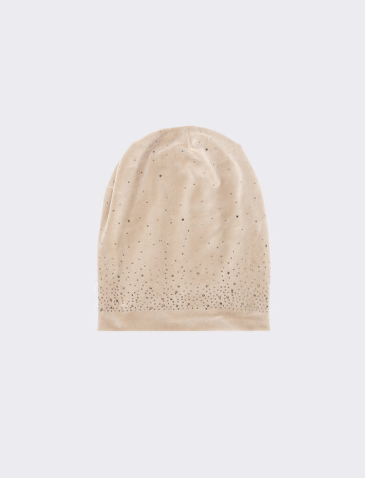 Cappello cuffia in velluto con strass - Grigio