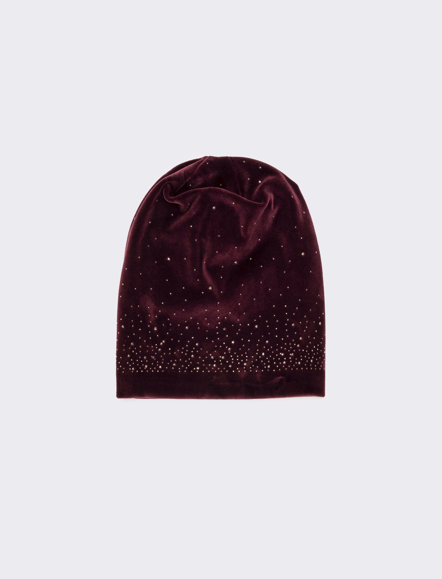 Cappello cuffia in velluto con strass - Bordeaux