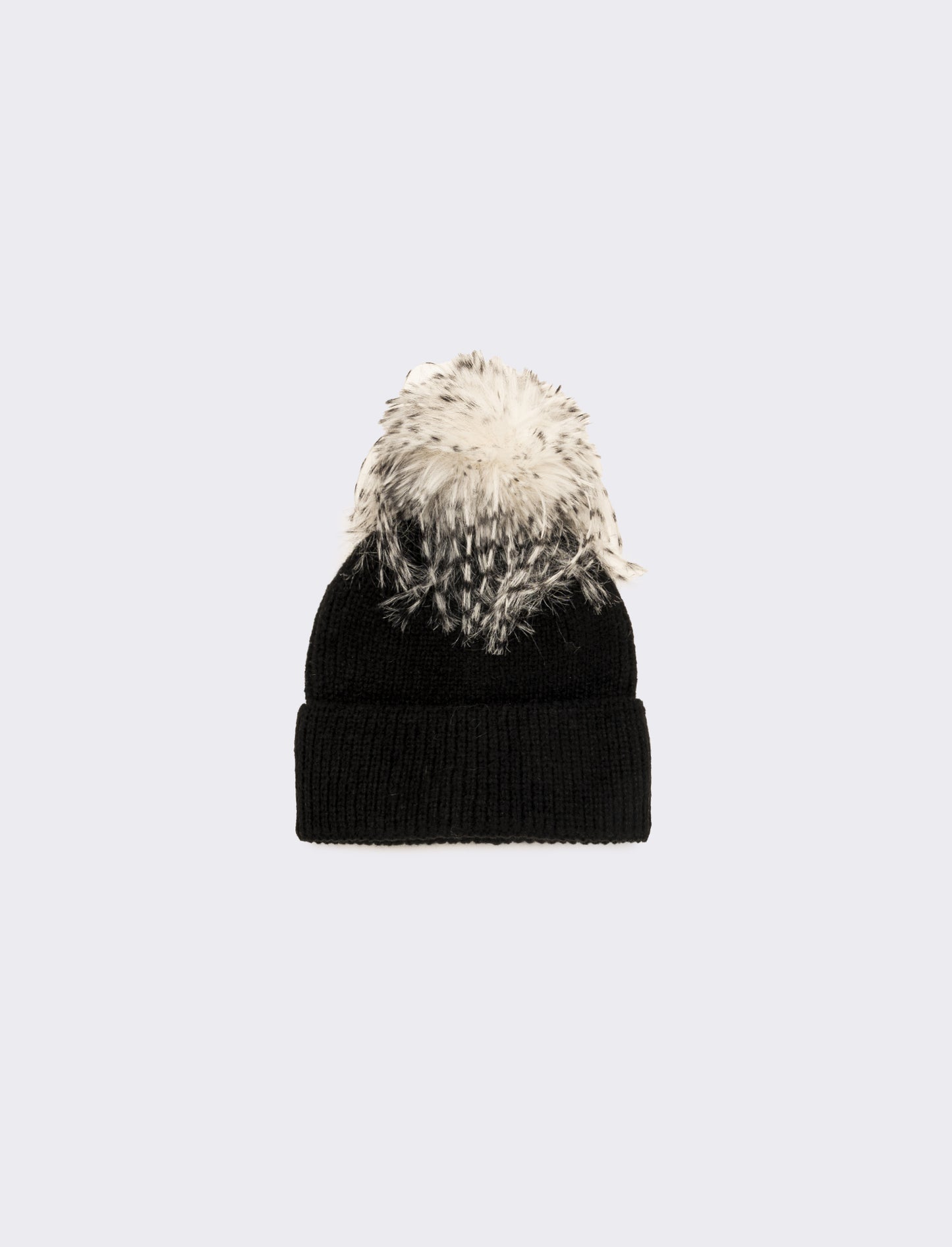 Cappello con pon pon pelo lungo donna - Nero