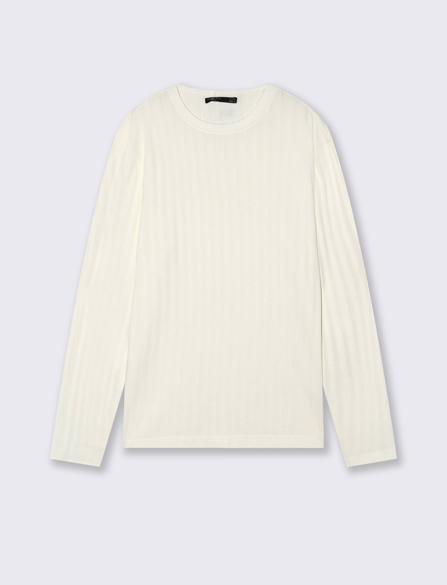Maglia girocollo jacquard maniche lunghe - Beige ecru