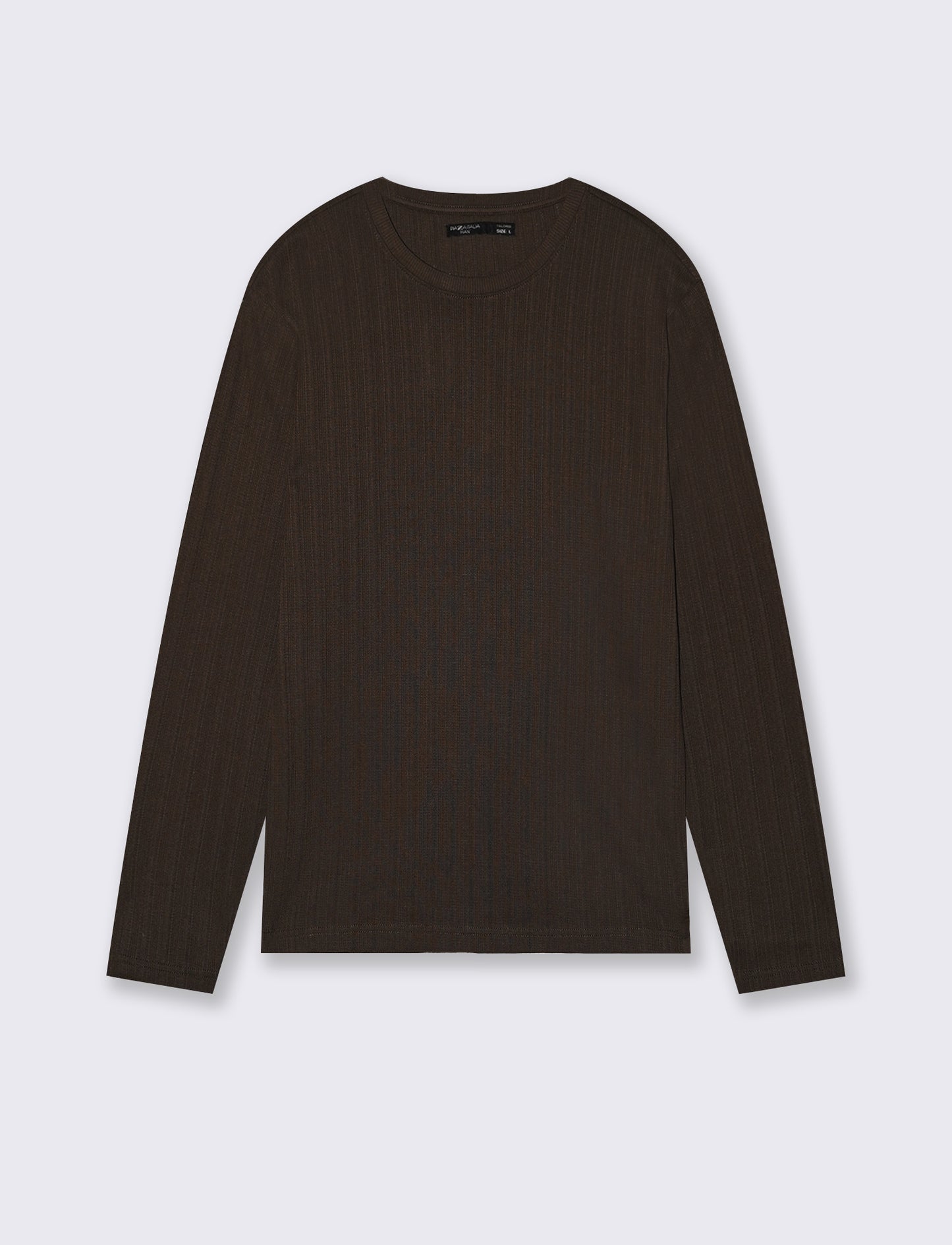 Long sleeve jacquard crew neck sweater - Brown