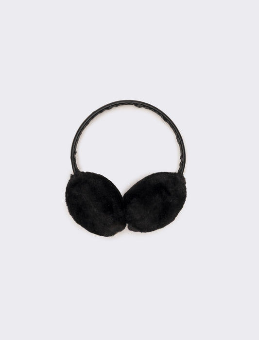 Copriorecchie con ecopelle donna - Nero