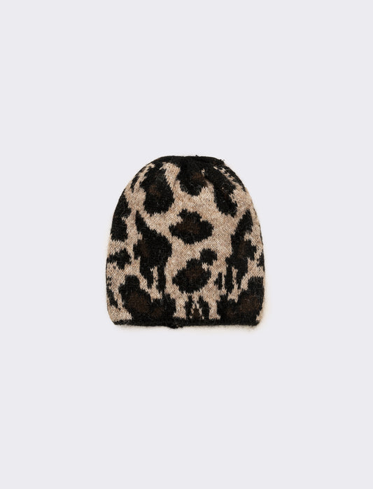 Cappello cuffia leopardato donna - Nero