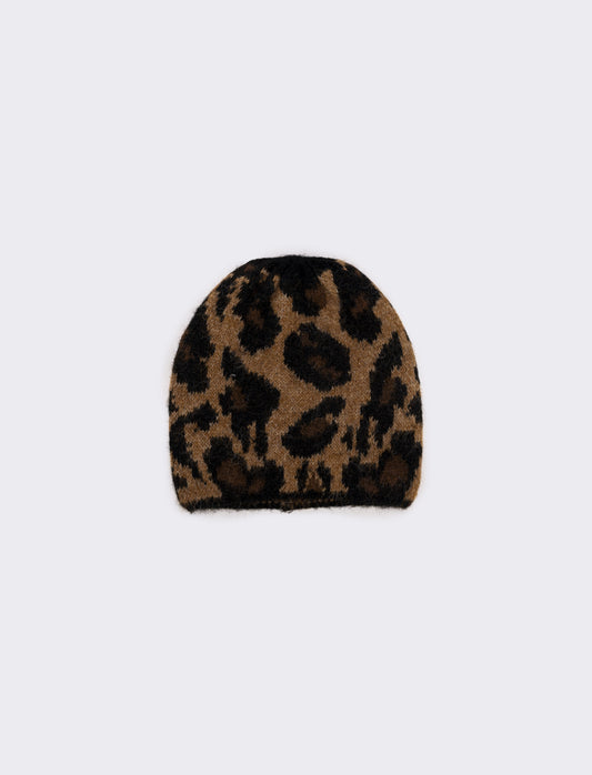 Cappello cuffia leopardato donna - Beige
