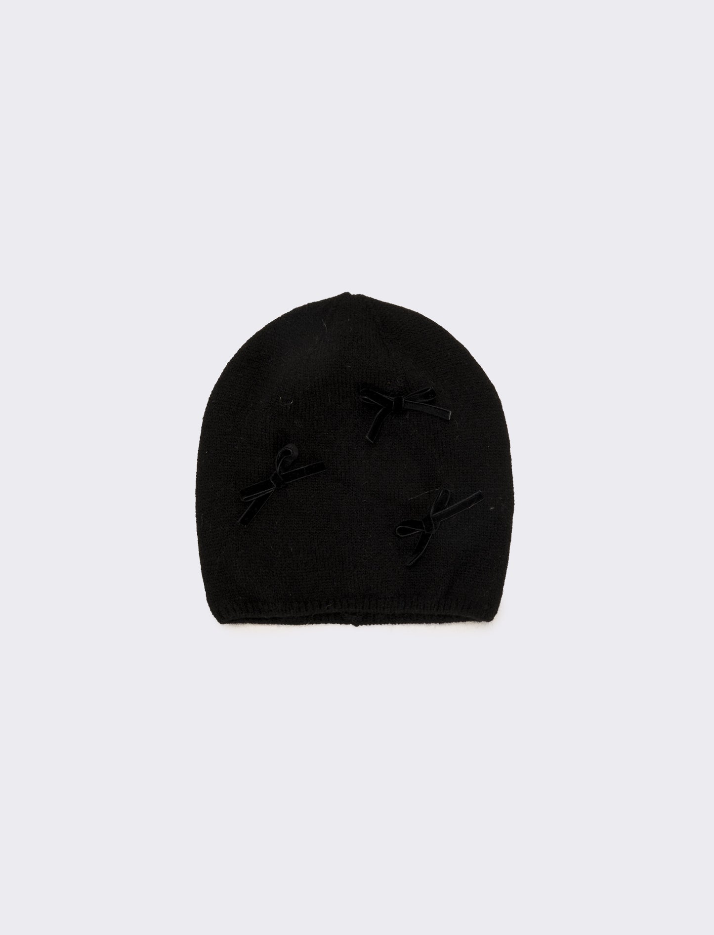 Cappello cuffia con fiocchetti velluto - Nero