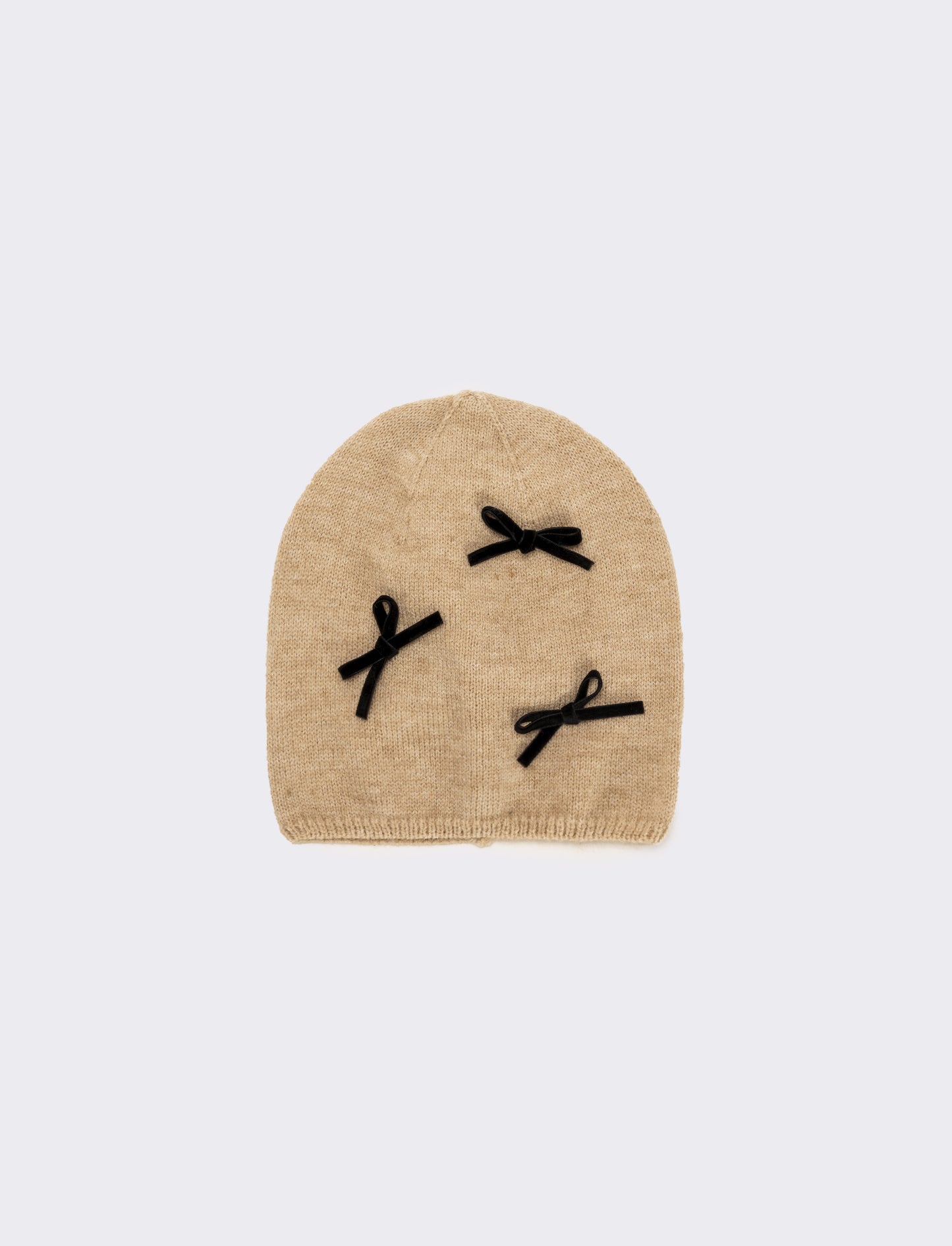 Cappello cuffia con fiocchetti velluto - Beige