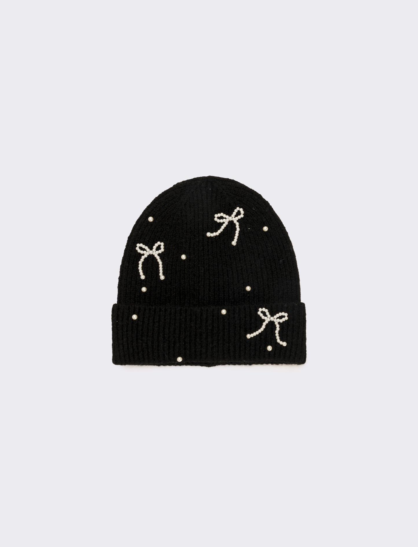 Cappello con fiocchetti in perle - Nero