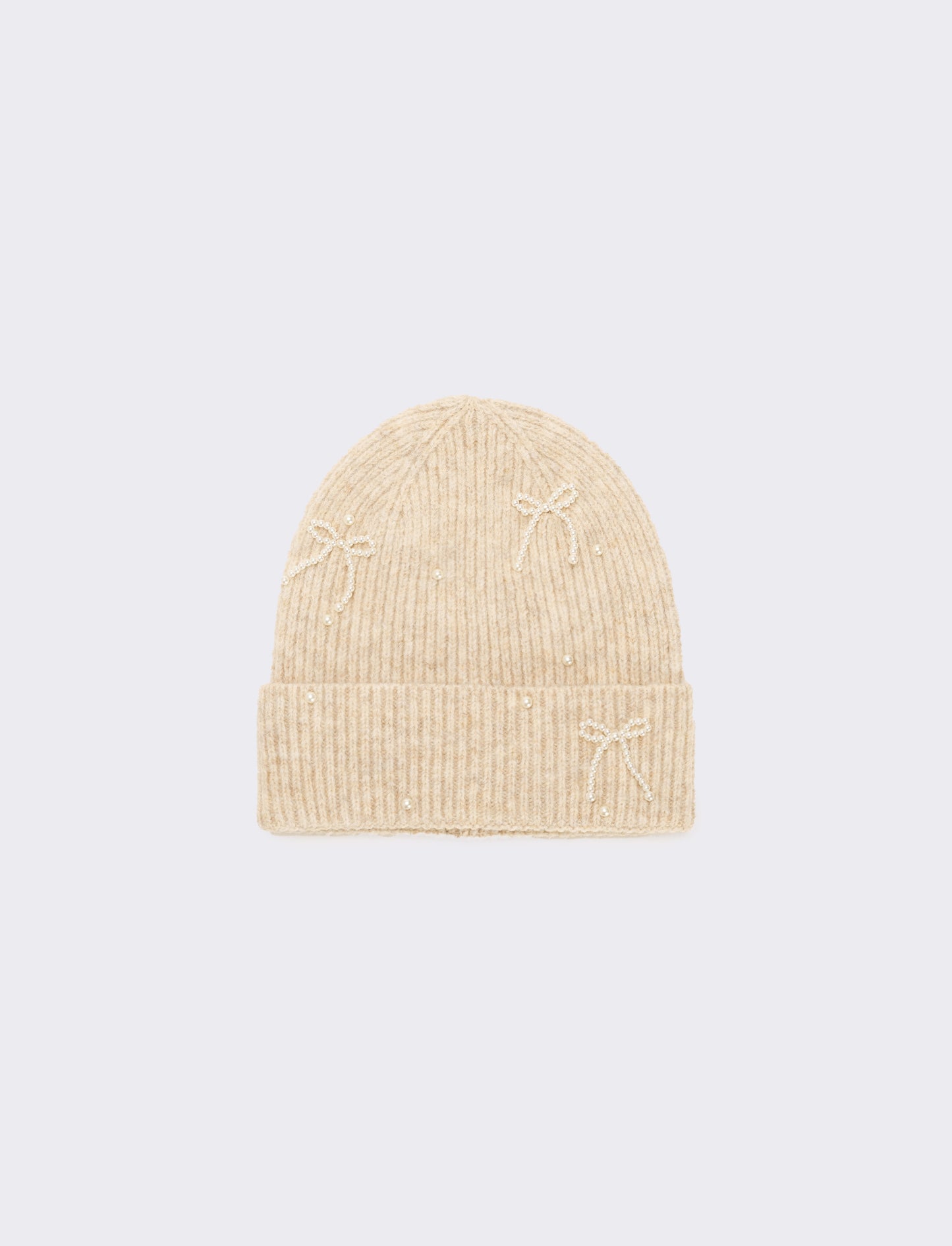 Cappello con fiocchetti in perle - Beige