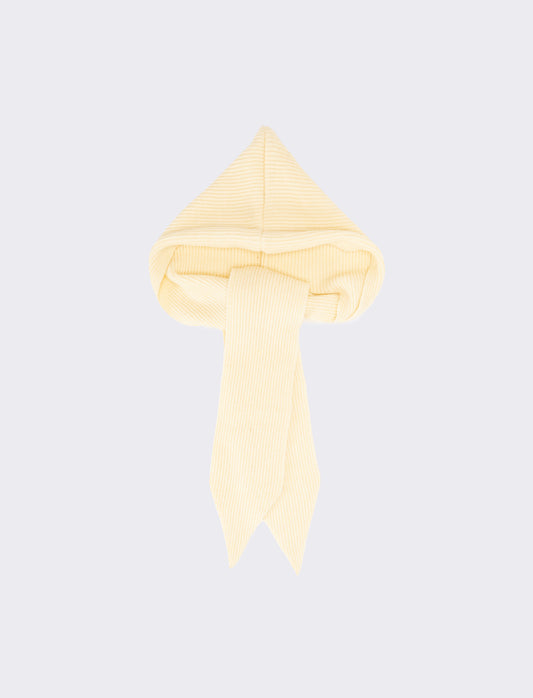 Cappello sciarpa in maglia a costine - Beige