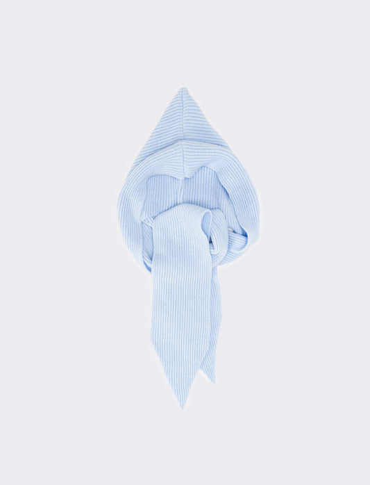 Cappello sciarpa in maglia a costine - Denim