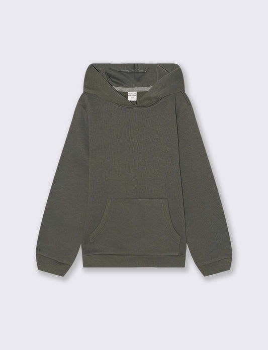 FELPA GIROCOLLO CON CAPPUCCIO - Verde militare