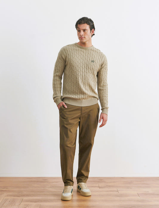 PANTALONI CHINO RELAXED TESSUTO PREMIUM - Grigio fango