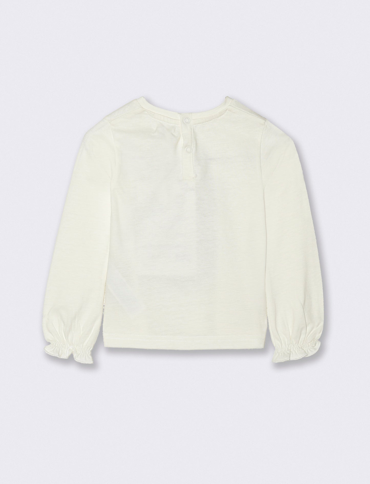 T shirt manica lunga con stampa - Bianco panna