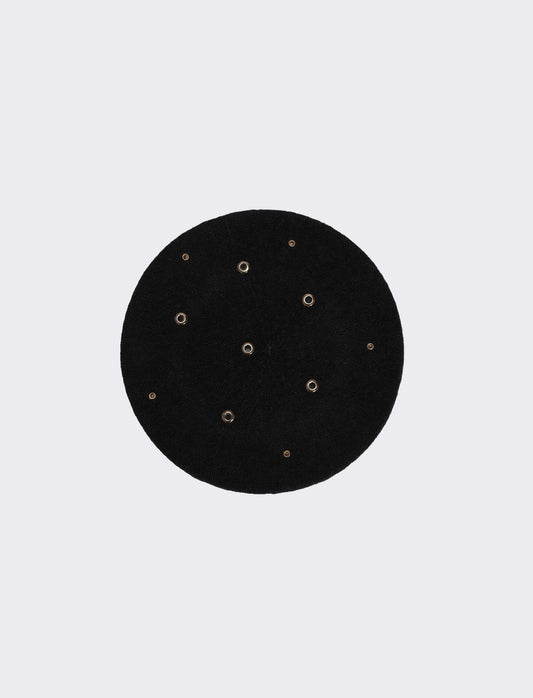 Cappello basco donna con rivetti - Nero