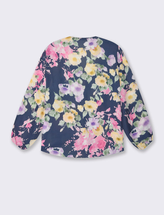 Top in tessuto leggero stampato - Blu