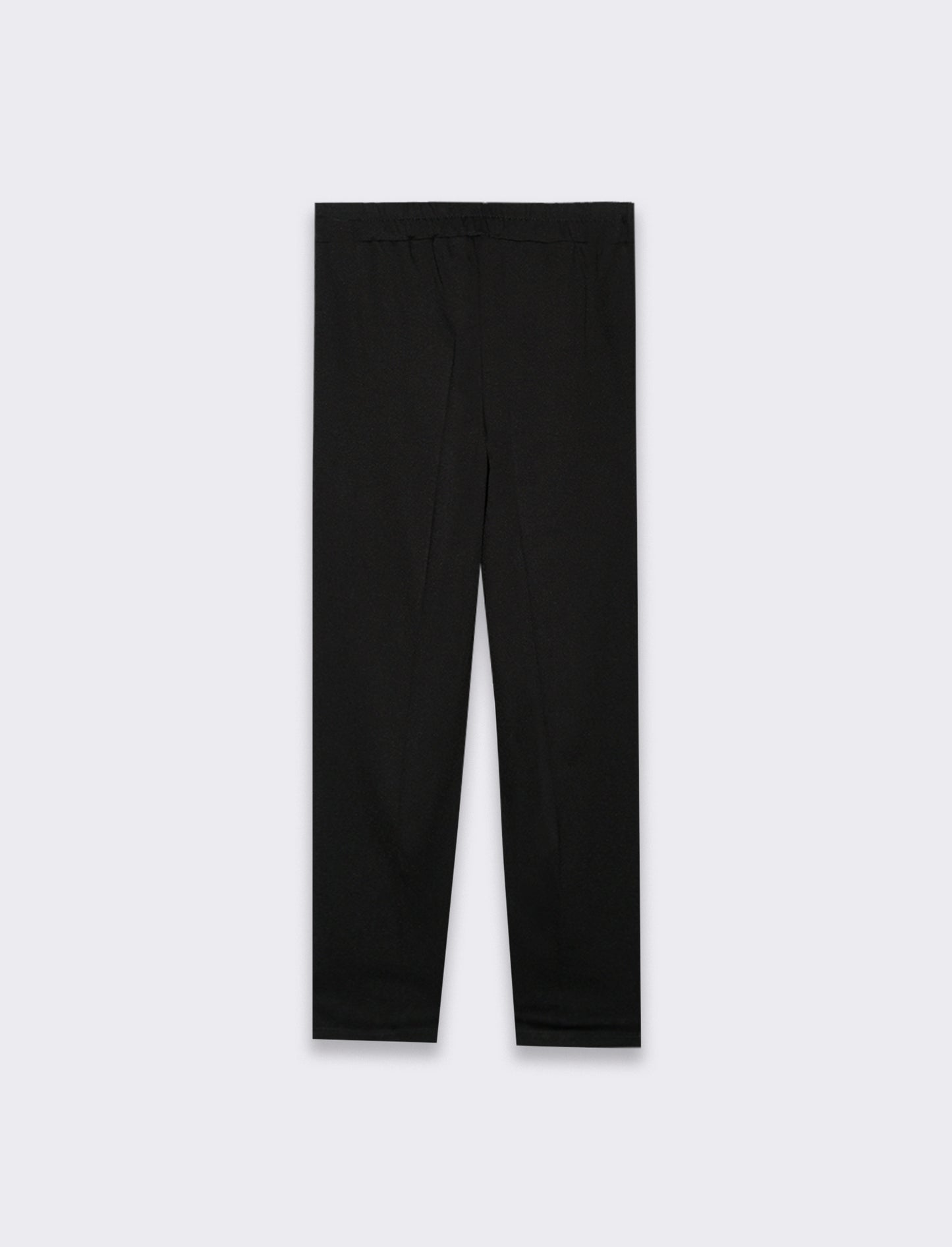 Pantalone elegante con taglio dritto, pieghe frontali e fascia elastica in vita. - Nero