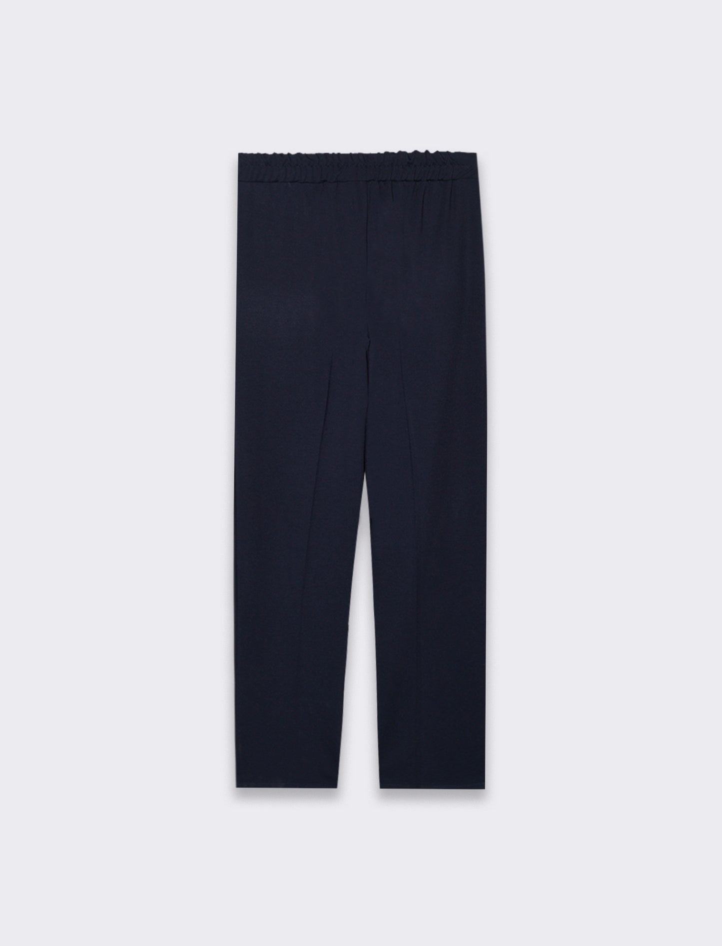 Pantalone elegante con taglio dritto, pieghe frontali e fascia elastica in vita. - Blu
