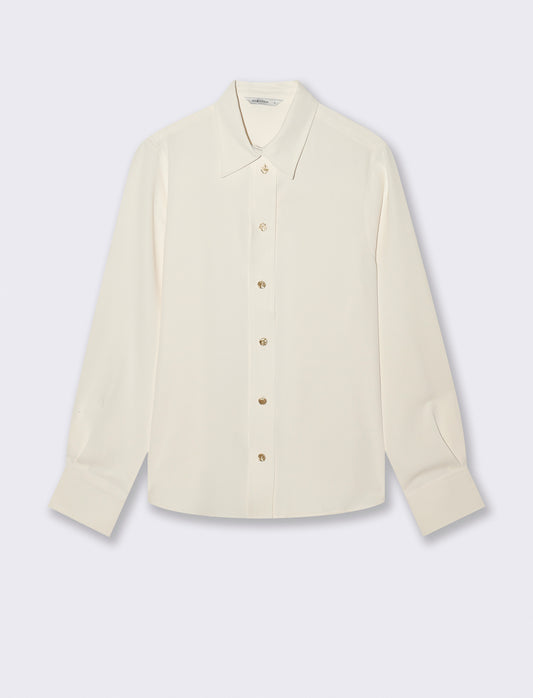 Camicia fluida manica lunga con bottoni dorati - Avorio