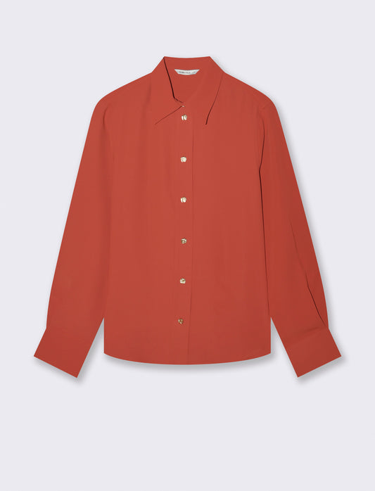 Camicia fluida manica lunga con bottoni dorati - Ruggine